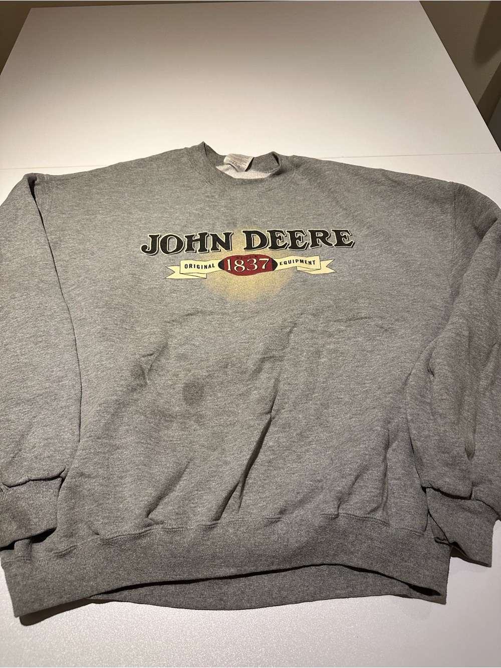 John Deere Gray Crewneck Sweatshirt with Chest Logo